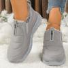 Women Solid Color Winter Boots Warm Round Toe Flat Comfortable Casual Shoes