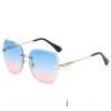 Metallic Frame Geometric Sunglasses With Gradient Pink Lenses Uv400 For Outdoor Activities And Parties
