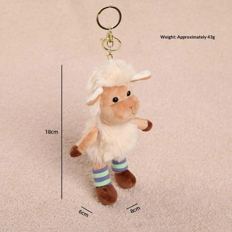 Cute Cartoon Plush Sheep Keychain Soft Fluffy Fabric Bag Charm for Women Girls Backpack Pendant Creative Gifts