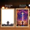 LED Jesus Painting Night Light Dimmable Color Temperature Adjustable Decorative Illuminated 4D LED Painting Bedside Lamp