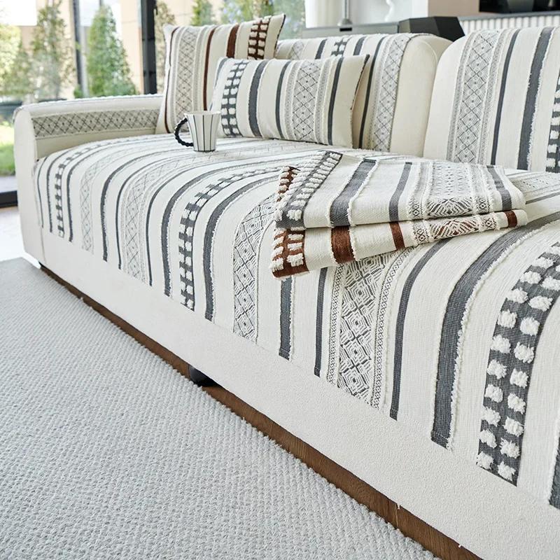 

Чехлы для диванов из шенилла для гостиной, нескользящие подушки для дивана в скандинавском стиле, универсальные коврики для угловых диванов в форме буквы L, защитные полотенца для мебели 90x70