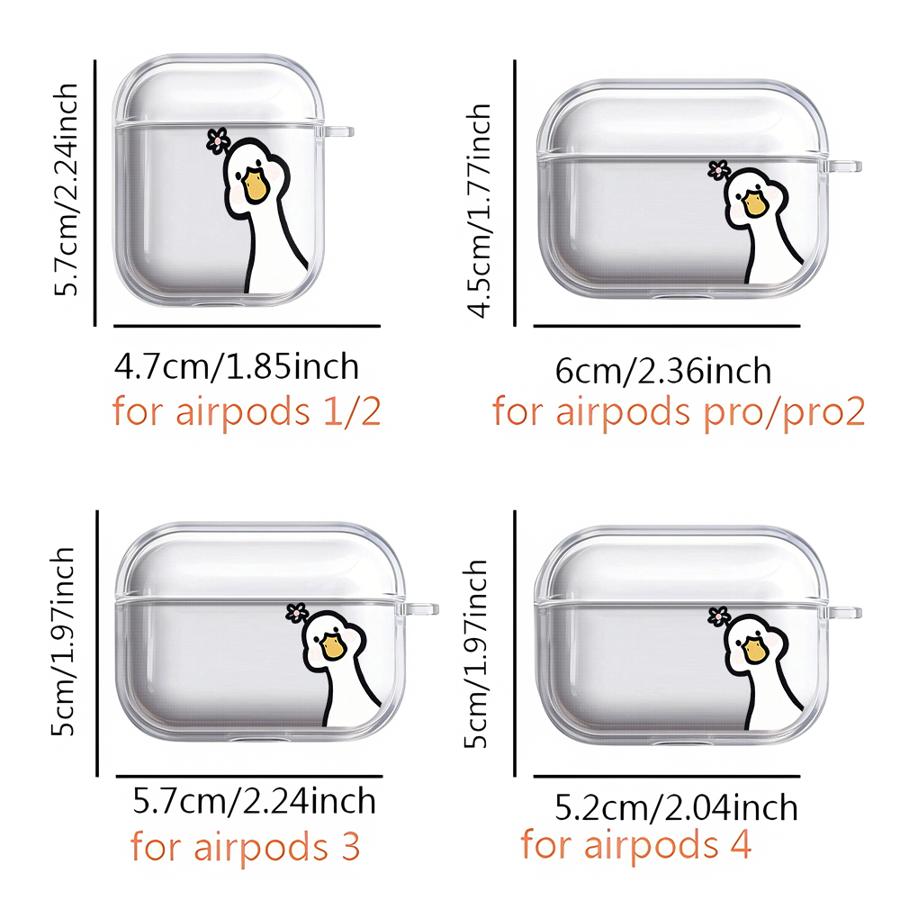 Cute DUCK Case For Airpods 2 1 Pro2 4 Pro Pro3 3 Clear Earphone Cases Cover