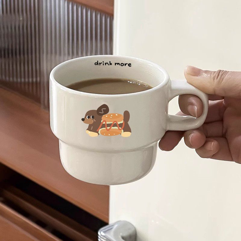 Cartoon Puppy Breakfast Coffee Cup Ceramic Cup Ins Style High Quality Mug Souvenir Gift Cup