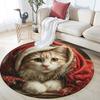 Christmas Cat pattern round rug,Carpet Rug for Living Room Bedroom Playroom ,Non-slip Floor Mat,Holiday Gifts and Birthday Gifts.