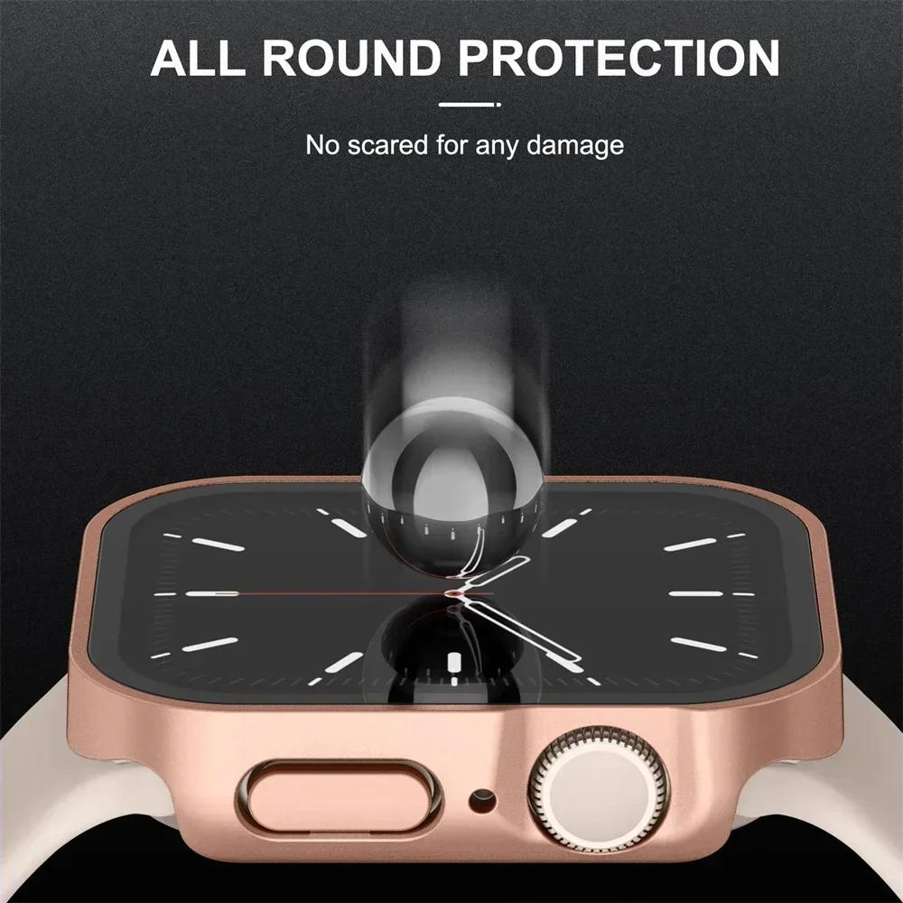 Waterproof Glass+cover For Apple Watch series11 10 9 8 7 6 se3 46mm 41mm 44mm 40m 41mm 45mm Ultra1/2/3 49mm Straight Edge Screen Protector accessories