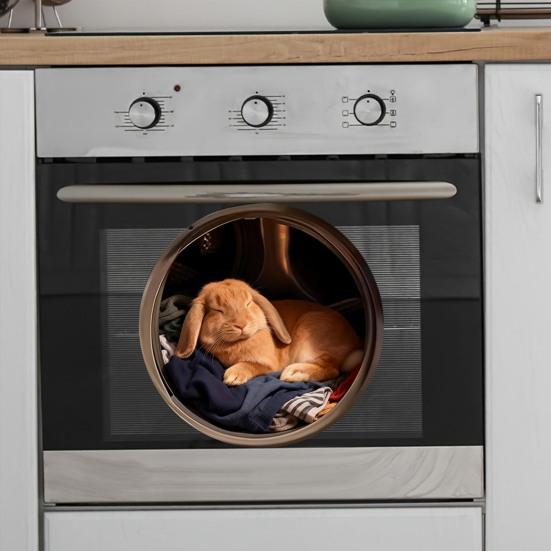 Yousheng 1/6Pcs Simulated Animal Sticker Waterproof PVC Self-Adhesive Dog Cat Rabbit Home Appliances Oven Refrigerator Washing Machine Decorative