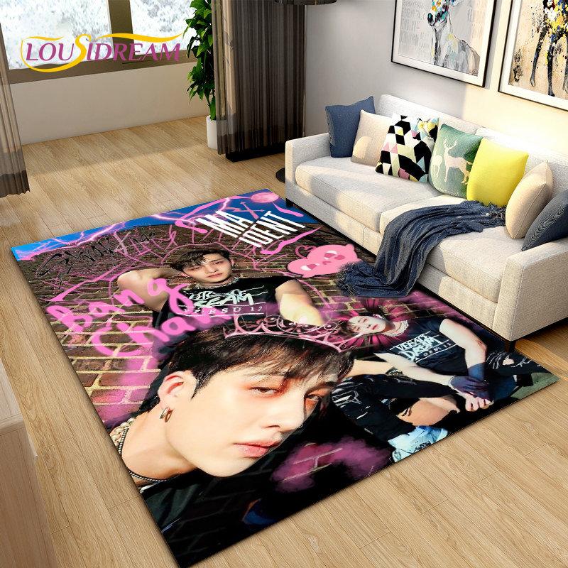 Kpop Singer Stray Kids Area Rug Large,Carpet Rug for Living Room Bedroom Sofa Doormat Decoration, Kids Play Non-slip Floor Mat
