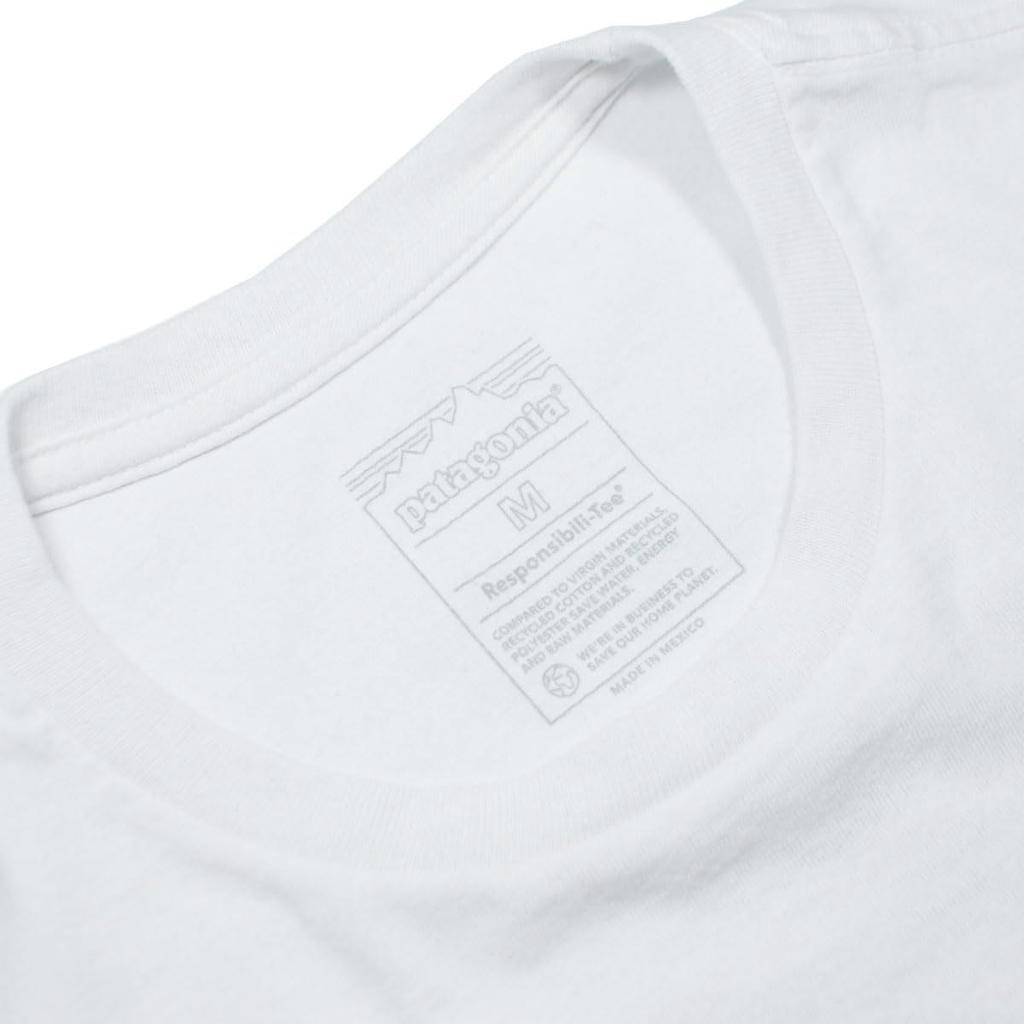 Patagonia Logo Responsibility Size Logo Responsibility Tee P-6 T-Shirt, White, Men's, S, 38504, White, M's P-6