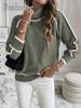 Women's ,Winter Knitted Sweater, Pullover Long-Sleeved High-Neck Top, Color, Loose Fit, Casual, Versatile Sweater