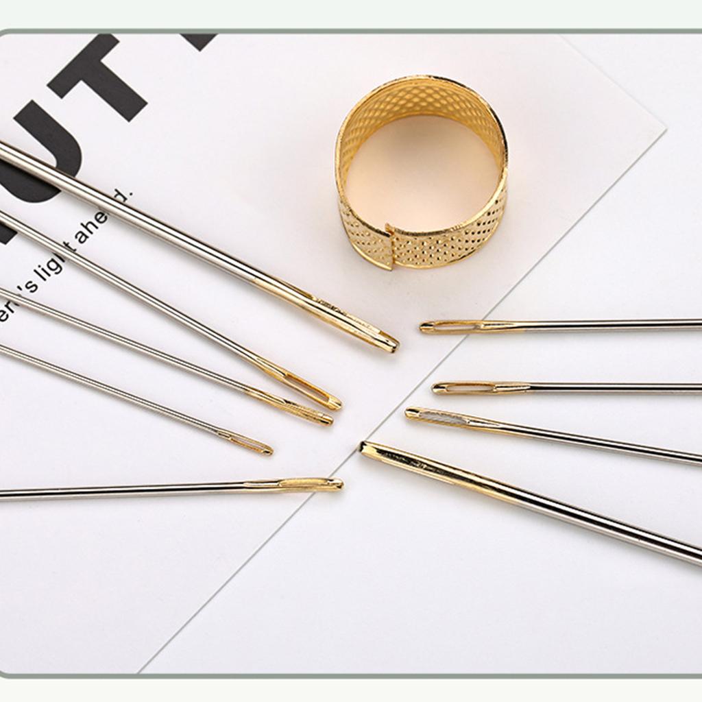 Needle with Large Eye Hand Sewing Needle Set Sewing Thimble Stitching Needle Yarn Knitting Needle for Crafts
