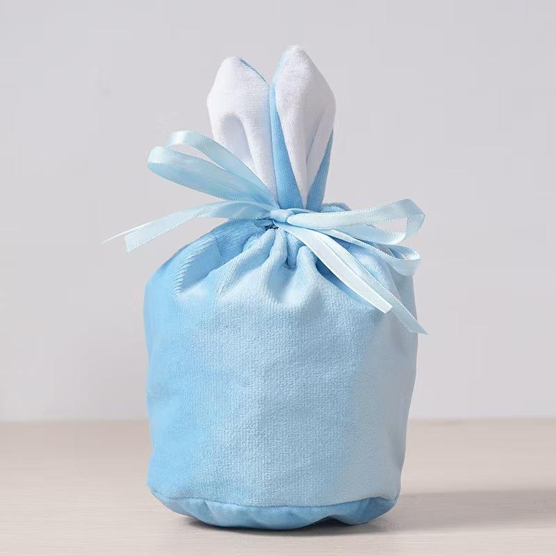 Easter Rabbit Ear Velvet Bag Cartoon Rabbit Printed Easter Egg Packaging Bag Candy Bag Party Gift BoxCute Rabbit Bundle Pocket