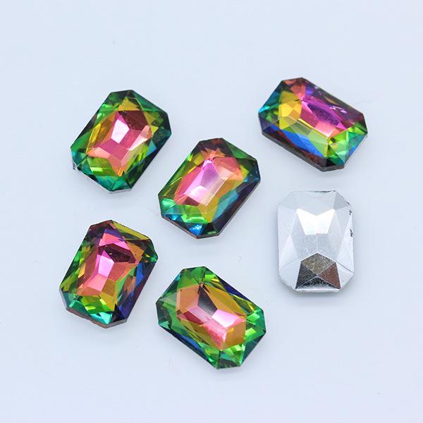 Octagonal Long Gem Crystal Glass Rhinestone for Clothing, Shoes, Phone Stickers, DIY Jewelry Accessories