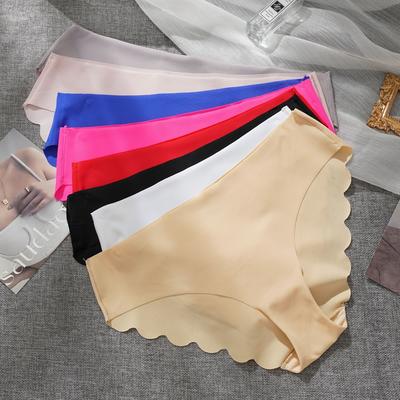 Sexy Ice Silk Non-marking One-piece Women's Panties Low-waisted Plus Size Women's Panties