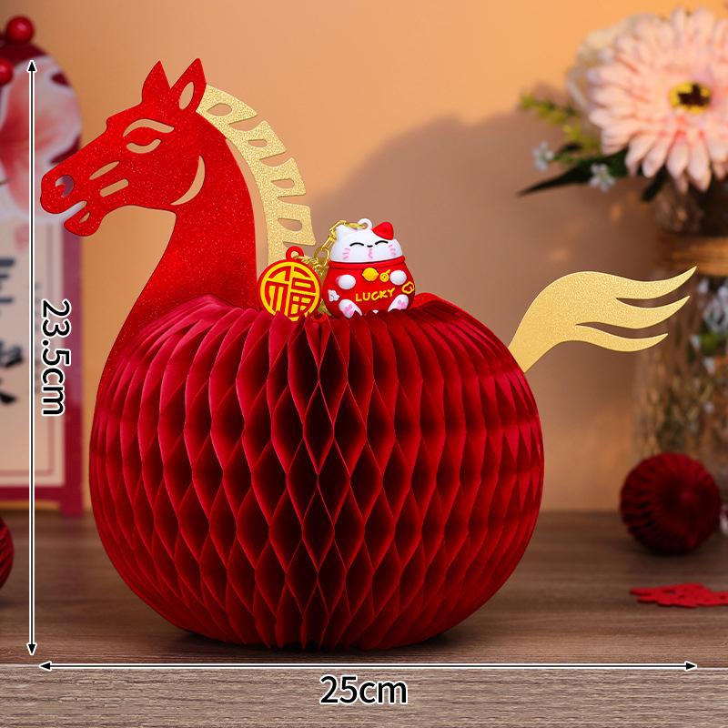 Horse Shape Ornaments For  Chinese New Year Desktop Parper Honeycomb Balls Festival Party Gifts Room Decoration