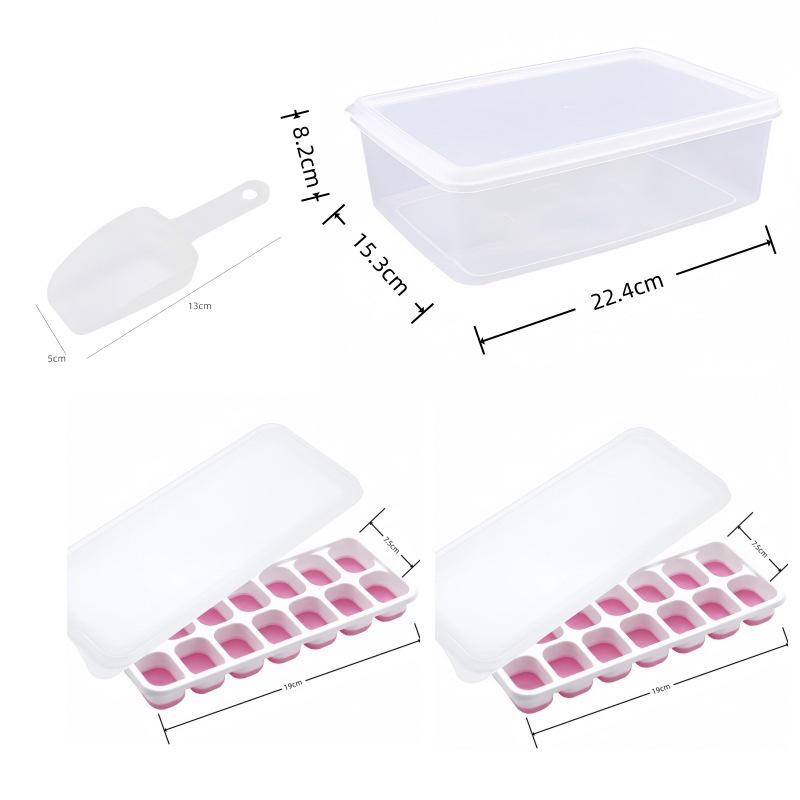 Cross-Border Ice Cube Tray - 14 Grids with Lid, Large Capacity Mold for Household Ice Storage