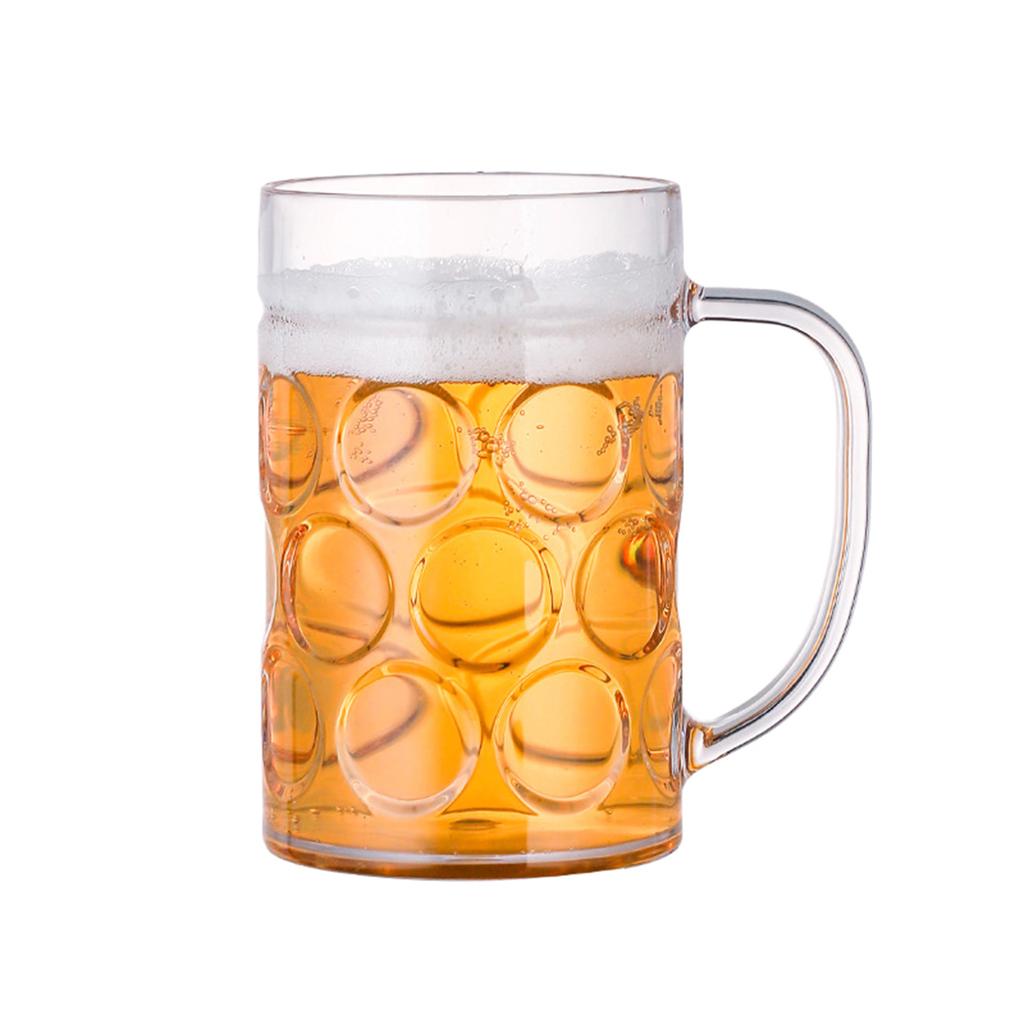 Acrylic Beer Mug with Handle Unbreakable Drinking Glasses Shatterproof Water Tumblers for Indoor Outdoor Dishwasher Safe