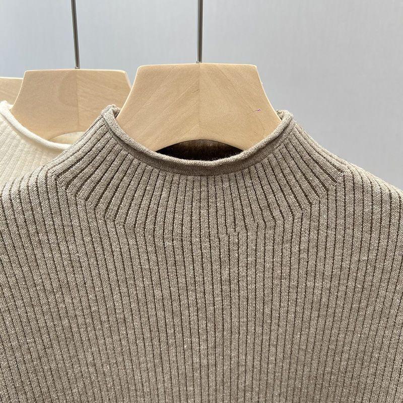 Cashmere Blouse Semi-turtleneck Fleece Thickened Sweater Warm Integrated Fleece with Wool Bottoming Shirt Sweaters