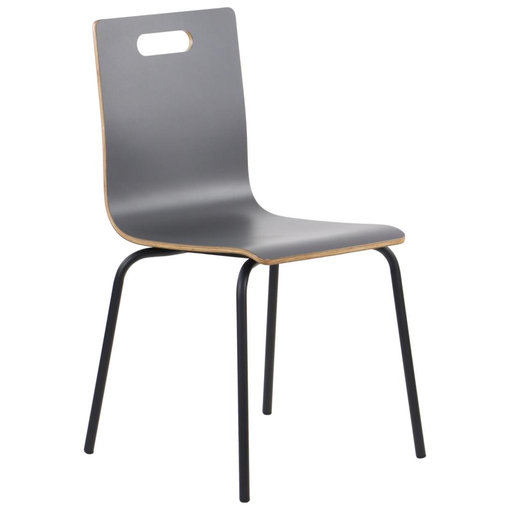 Gray plywood chair with black frame. Model WERDI A