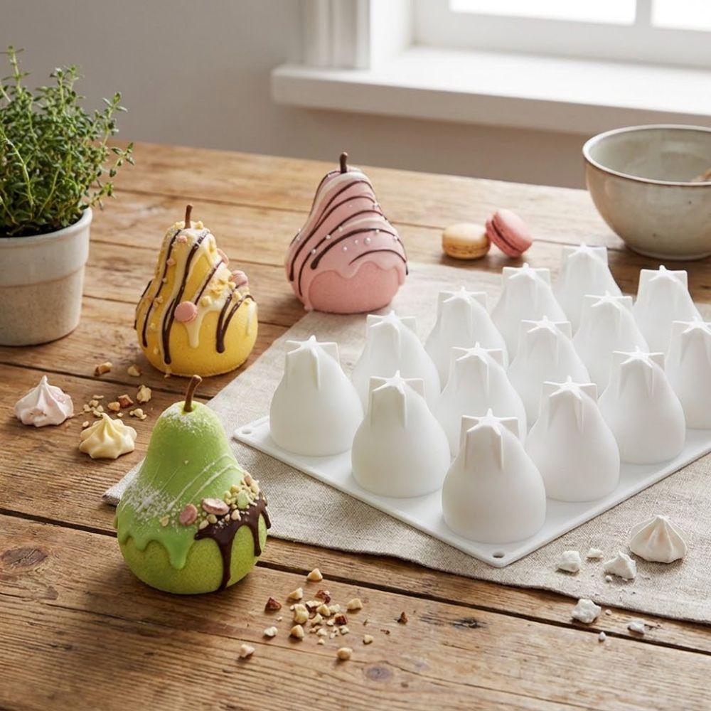 Fruits Shape 3D Pear Silicone Mold 15 Cavity Ice Cube Making Mold  Baking Supplies