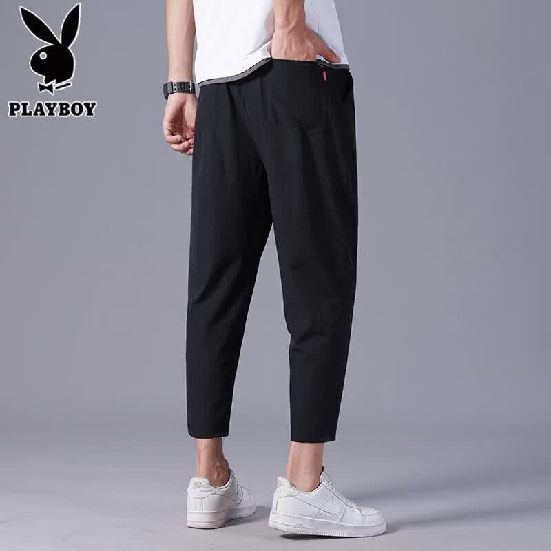 PLAYBOY Men's Ice Silk Cropped Casual Pants