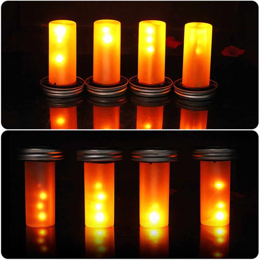 Christmas Patio Hanging Flame Lantern Garden Lamp Simulated Fire Effect Solar Power Jar Lid Light