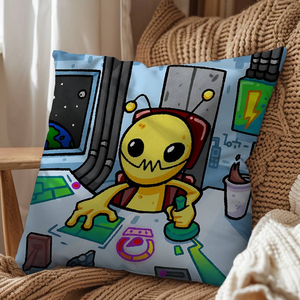 Game Big Battle AAlien Hominid Pillow Case Square DoubleSided Printing Short Plush Sofa Cushion Cover Bedroom Bedside Pillow