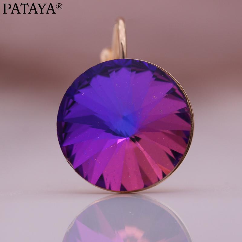 PATAYA New Crystal Gradient Blue Earrings Stylish And Elegant Jewelry