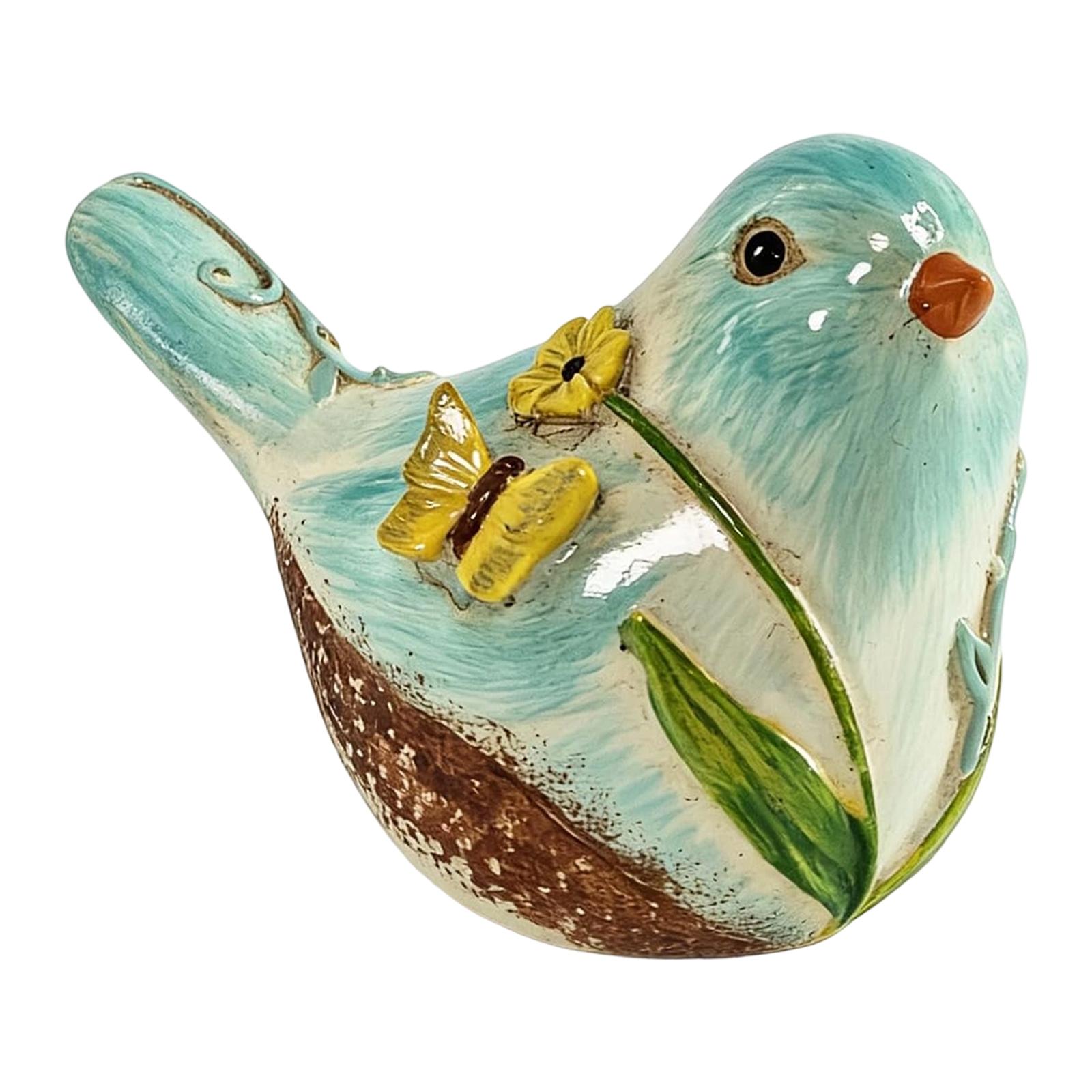 Whimsical Cottagecore Bird Figurine Hand-Painted Small Bird Figurines Cute Bird Ornament for Desk Party Bookshelf Decoration синий