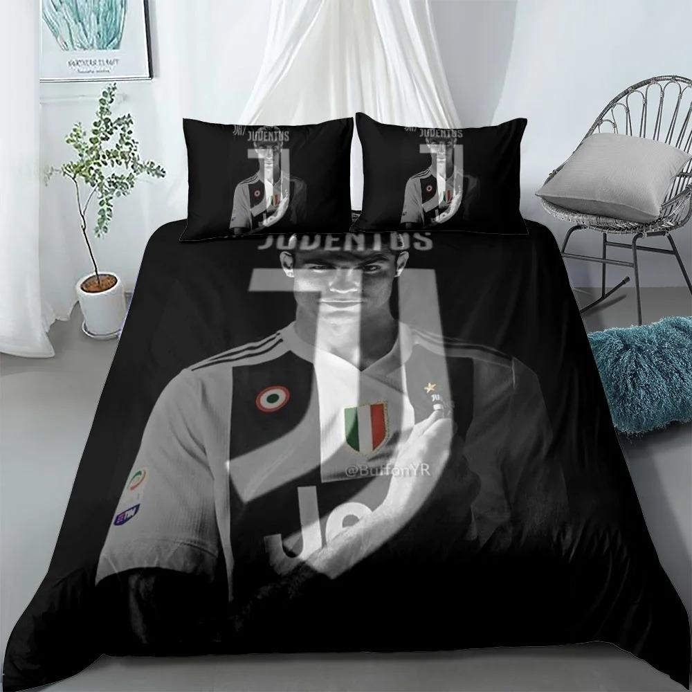 Exquisite Football Star Ronaldo 3D Print BoyBedding Set Duvet Cover Pillowcase Single Twin Size Gift for Student Adult 3pcs