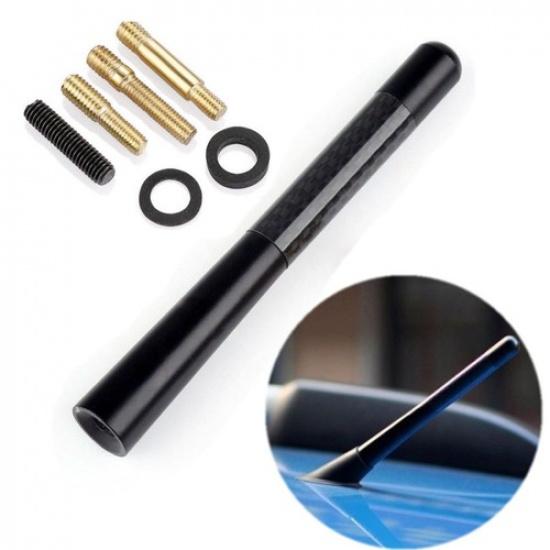 4.7inches Car Antenna Carbon Fiber Radio FM Antena Black Kit Universal Screw