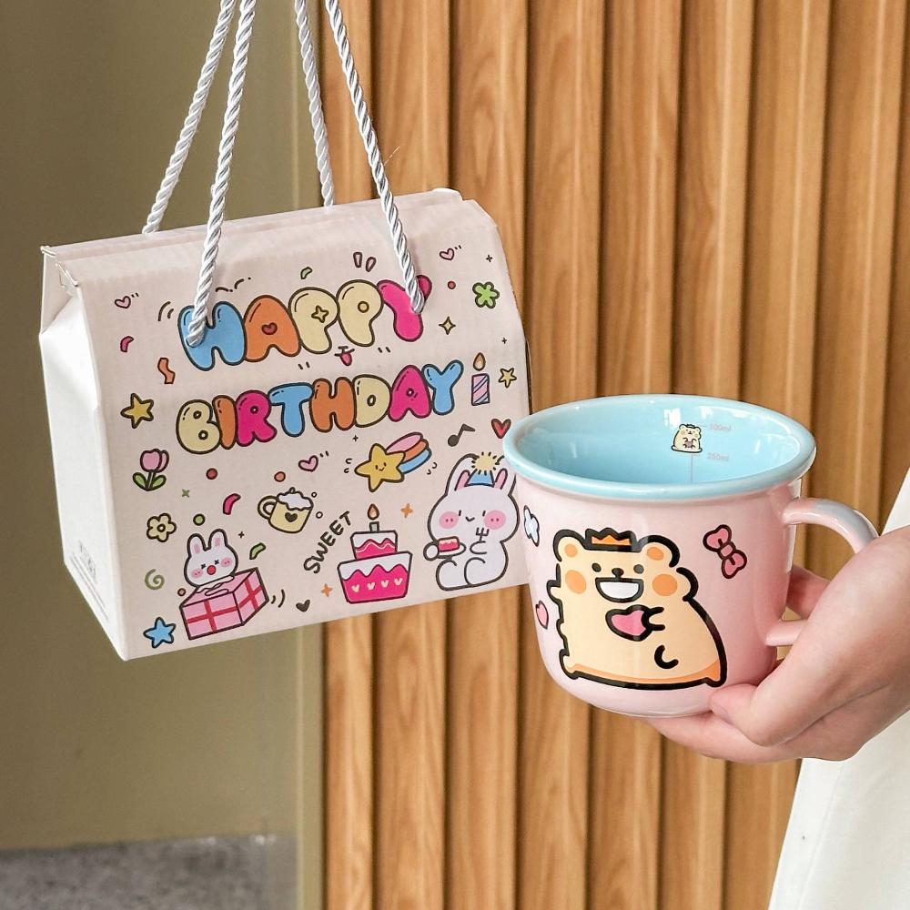 High-value cute bear bug cup girl birthday gift children's breakfast coffee cup girlfriend souvenir gift box