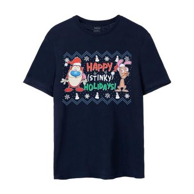 Ren & Stimpy Mens Happy Stinky Holidays T-Shirt