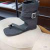 Summer new retro square head cover, toe wedge heel, high-top boots, summer women's sandals, casual wear outside