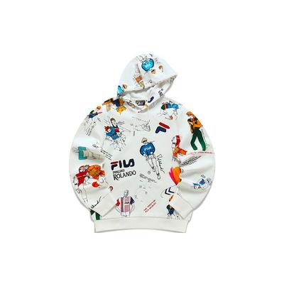 FILA Loose-Fit Printed Knit Hoodie Men Tops White F61M218220FZA