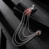 1PC Peacock Suit Accessories Chain Tassel Collar Pins Vintage Men Women Crystal Corsage Brooch Pin