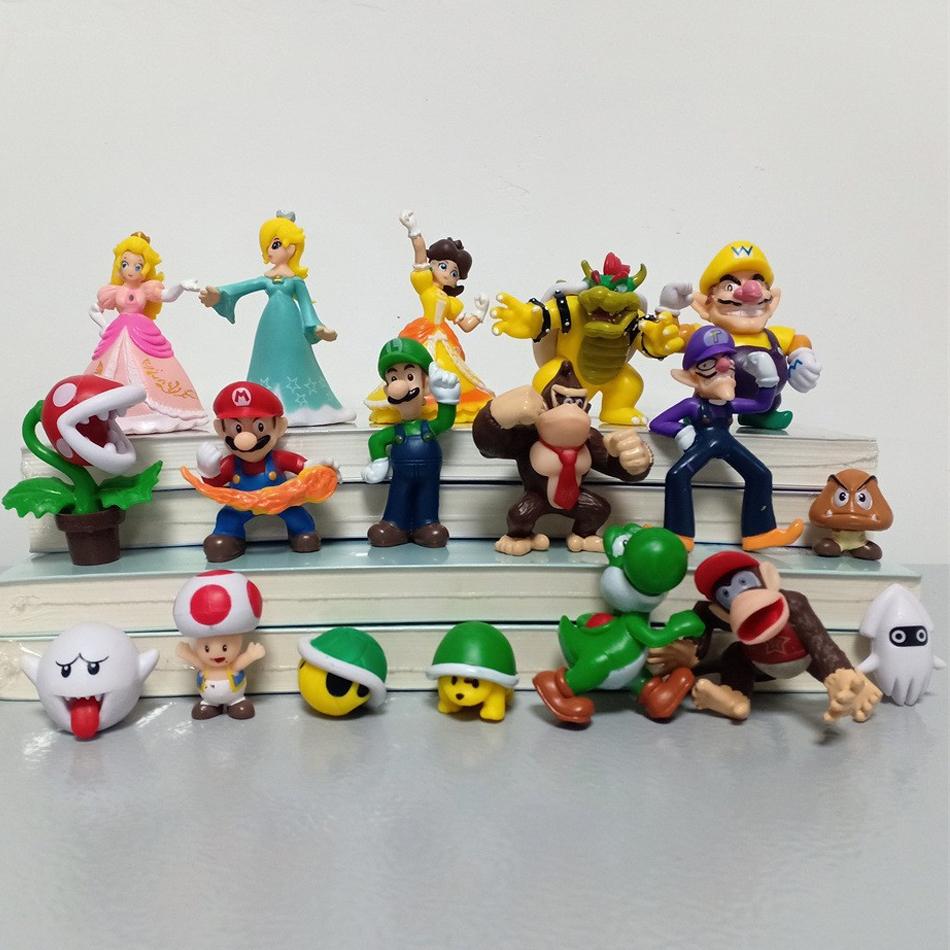 5-18Pcs/Set Super Mario Bros Pvc Action Figure Toys Dolls Model Set Luigi Yoshi Donkey Kong Mushroom  Holiday Gifts