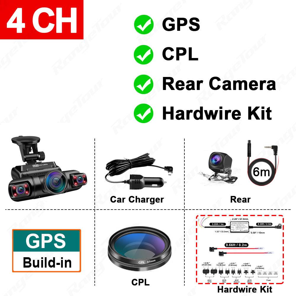 4 Channel 1080P Car DVR WiFi GPS 4 Lens 170 Degree with Rear Camera Dash Cam Dual 8 Infrared Light Night Vision Car Camera