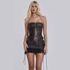 Jaded London Vykrojená šněrovací PU kůže Bustier Vesta - Y2K Styl Sexy tílko Bandeau