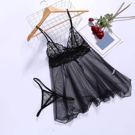 Pcs/Set Women Nightdress Backless Sleeveless Sexy Mesh Lady Nighty for Bedroom