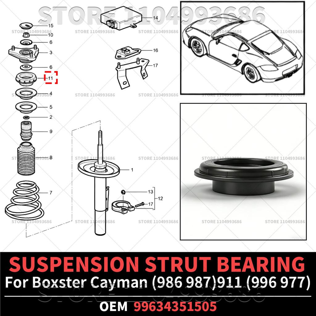 For Porsche 1997-2012 Boxster Cayman (986 987) 1999-2012 911 (996 997) SUSPENSION STRUT BEARING OEM 99634351505 99634351504