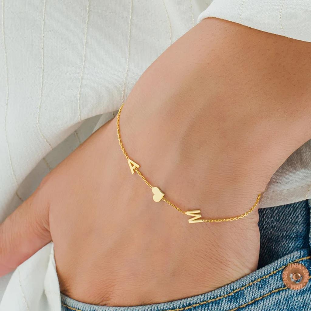 Lemegeton Customized Initial Bracelet with Symbol A-Z Letters Bracelets Stainless Steel Jewelry for Mom Girls Personalized Gifts