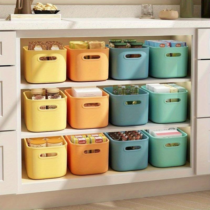 8-Pack Modern Stackable Storage Bins with Lids -  Polypropylene Organizer Containers with Handles