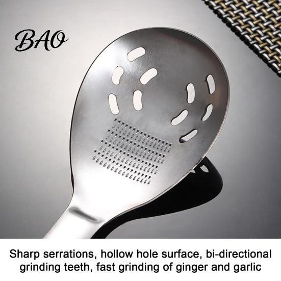 Space Saving Kitchen Accessories Stainless Steel Grinding Spoon, Garlic Ginger Mashing And Egg Separating Multifunctional Tool, Multi Purpose