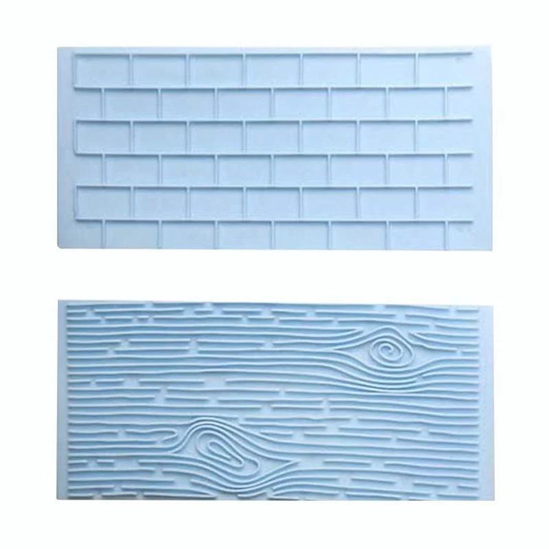 2Pcs/Set Texture Silicone Cake Mold Tree Bark & Brick Wall  Mat Fondant Decorating Tools Supplies