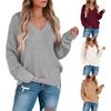 Sexy Strick-Unterhemd mit tiefem V-Ausschnitt Unifarbener Pullover Lässiger Lockere Langarm-Strickjacke