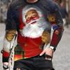 Men's Long Sleeve T-Shirt Men's Round Neck Long Sleeve Santa Claus 3D Print Casual Long Sleeve Print Clothing Clothing Basic Fashion Classic Comfort