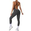 Cross-back LULU Style Aerial Yoga Jumpsuit with Adjustable Shoulders for Fitness and Sports.