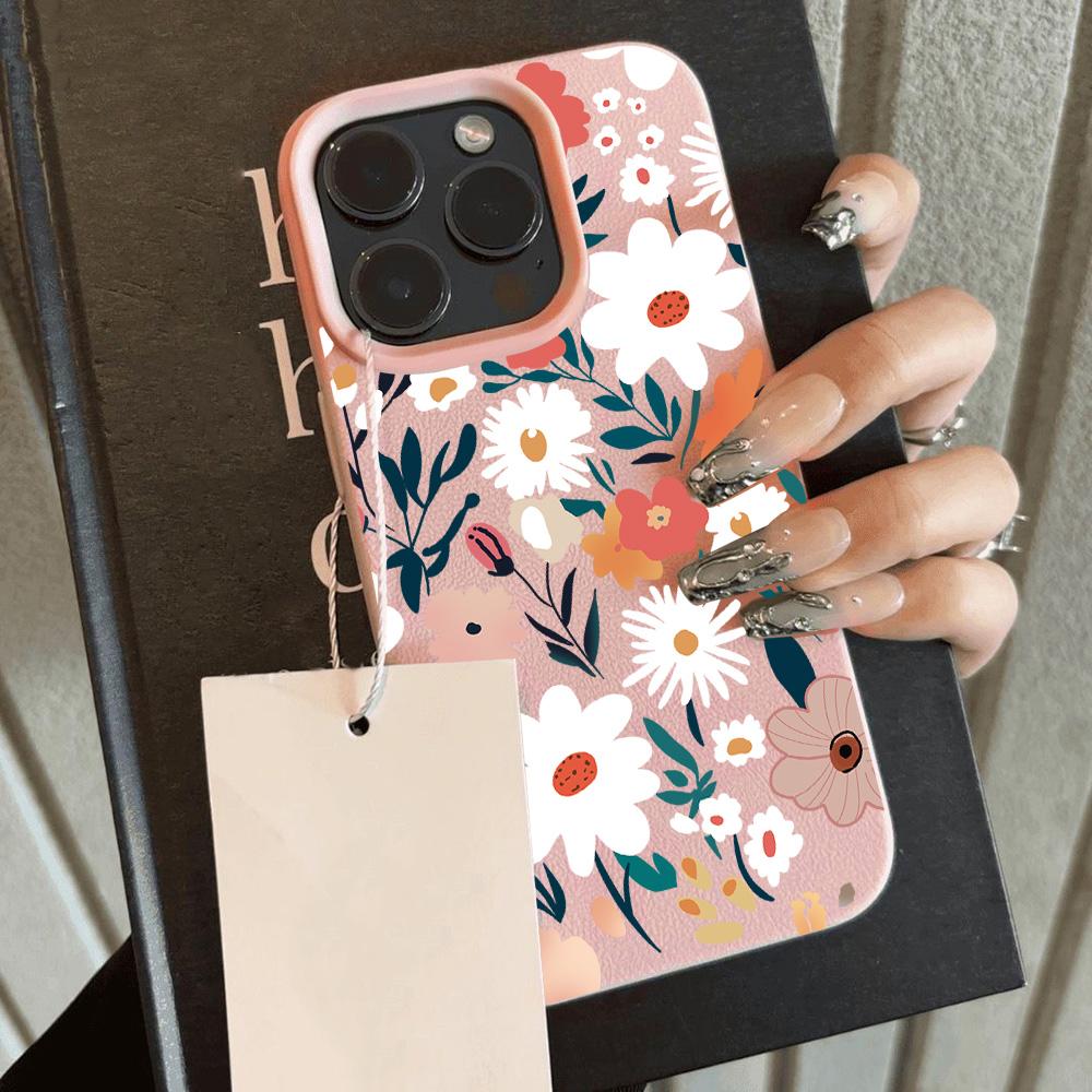 HOT Luxury Retro Flowers Lichee Leather Pattern Phone Case For iPhone 17 16e 16 15 14 13 12 11 Air Pro Max Plus X XR XSMax