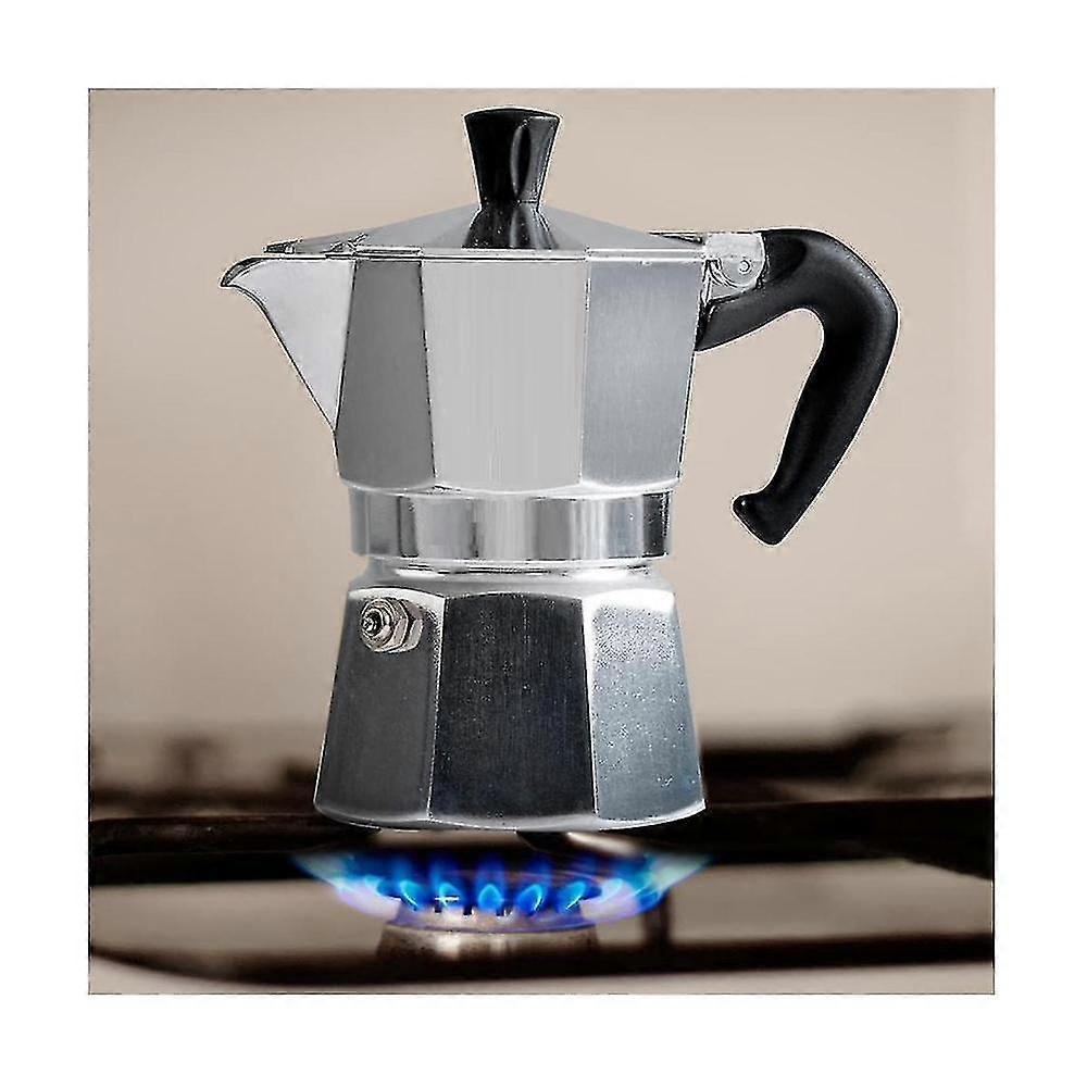 50ml Iconic Espresso Maker - Makes Real Italian Coffee, Italian Moka Pot, Silver Coffee Pot for Rich Espresso Brewing