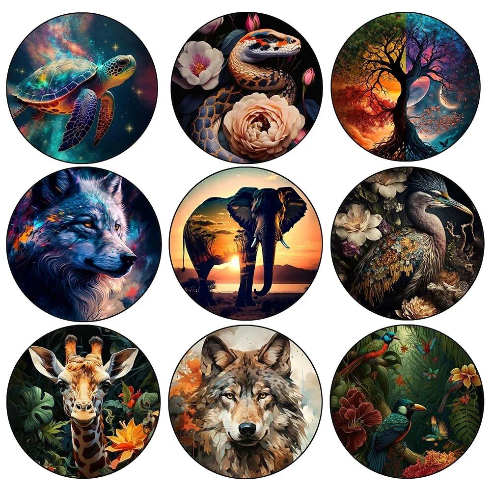 Wooden Jigsaw Puzzle for Adult And Kid Toy Elephant, Wolf Wooden Animal Puzzle Round Educational Toys Festival Gift